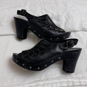 Dansko Rowena Embroidered Leather Clog
Sandals Black Studded Heels Size 37